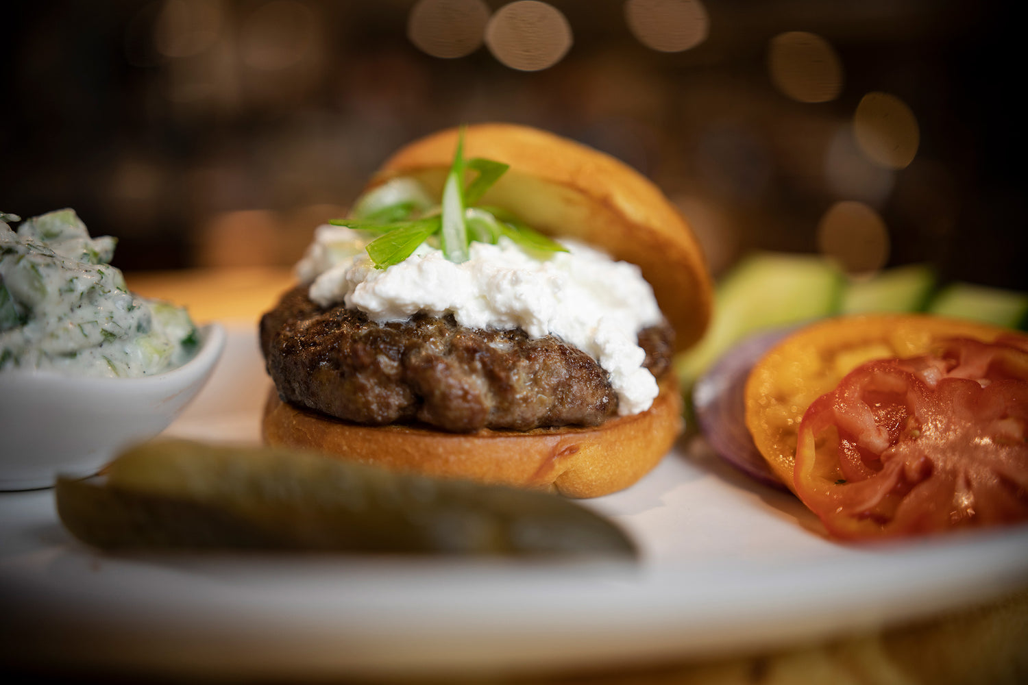 Goat Burgers with Feta and Raita Sauce