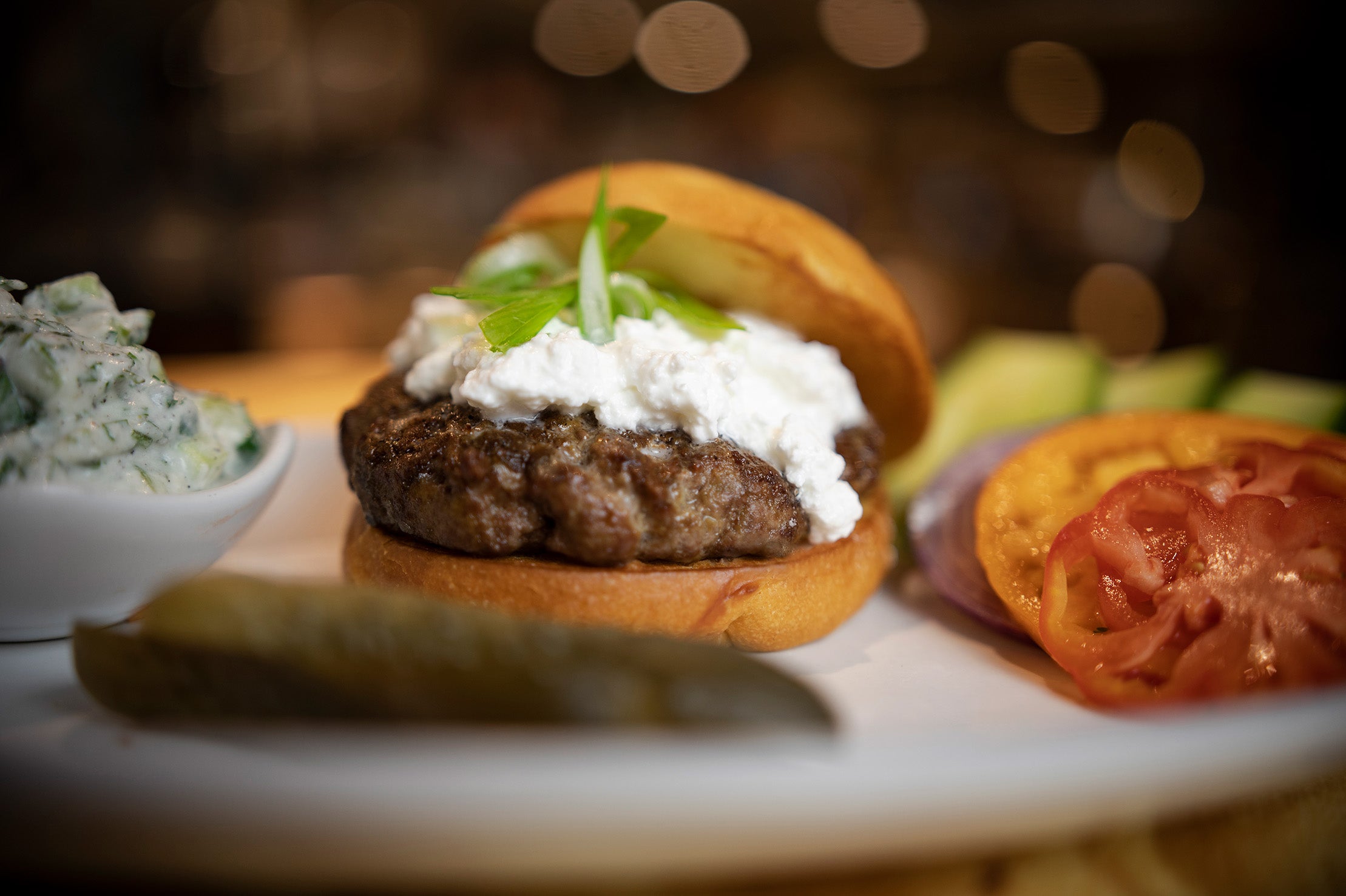 Goat Burgers with Feta and Raita Sauce